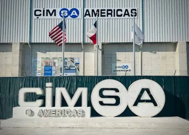 Completed concrete monument sign for CIMSA Americas installed