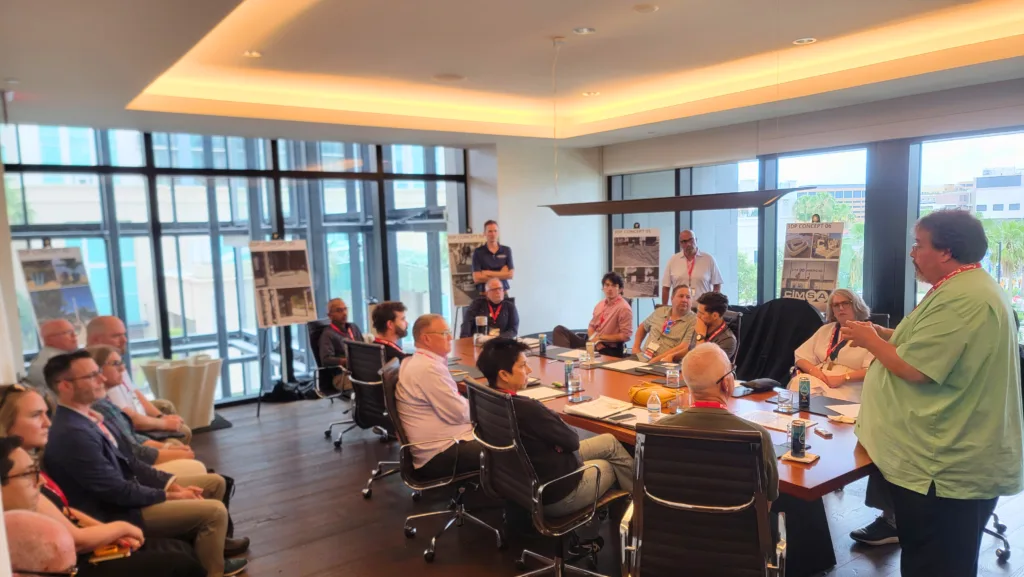 Printera and Oldcastle APG hosting a 3D concrete printing focus group at AIA Florida 2025.