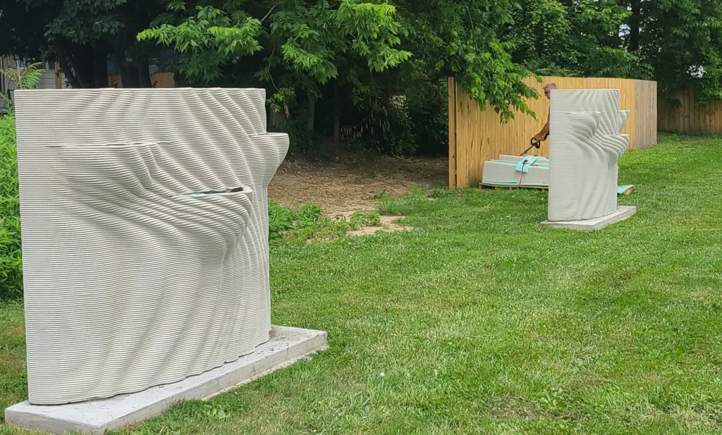 Installed decorative concrete living feature walls with planter design
