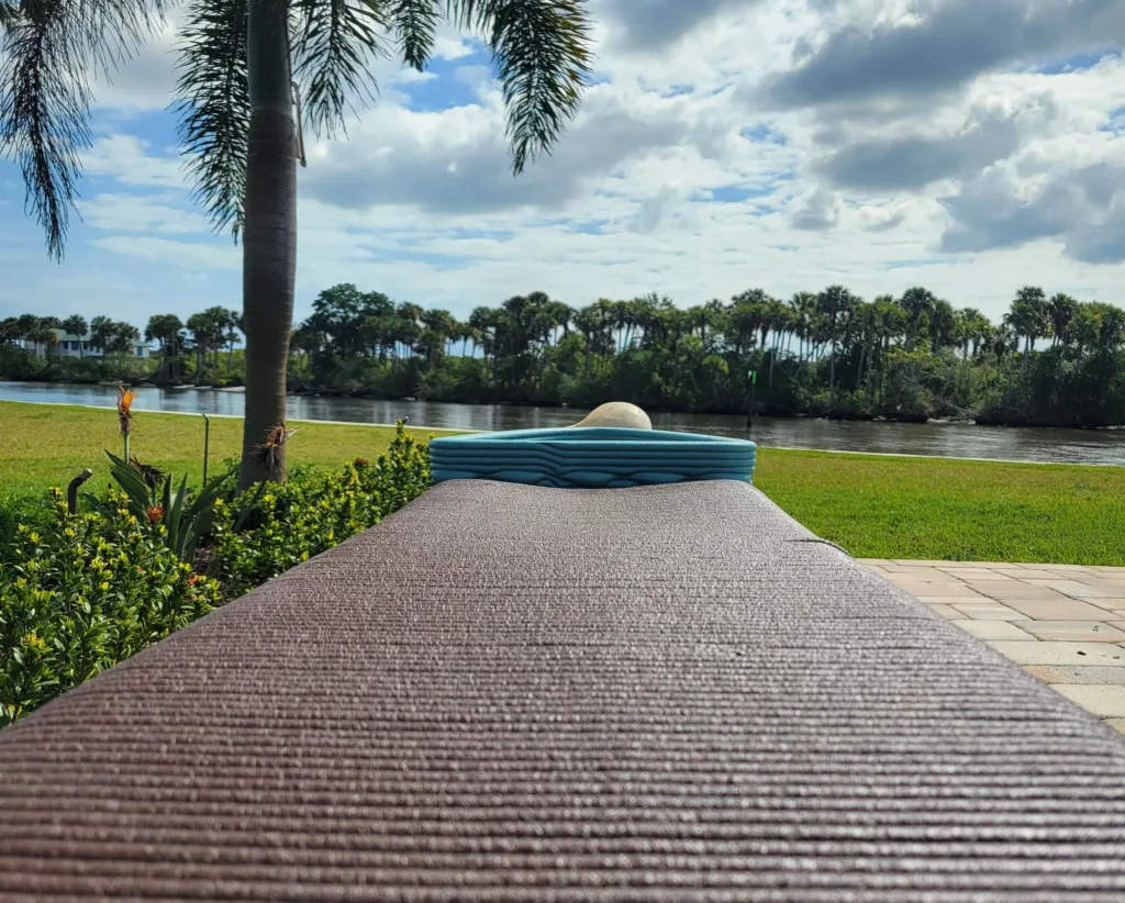 Closeup of decorative concrete ripple pattern design