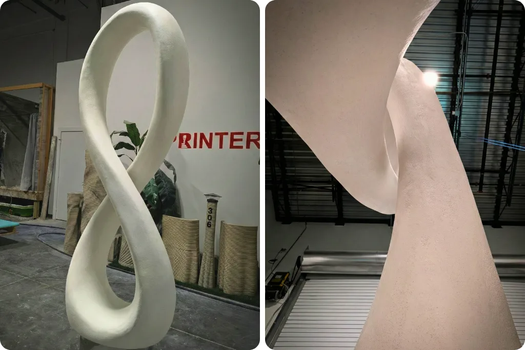 2 panel image showcasing Printera's Infinity Sculpture print.